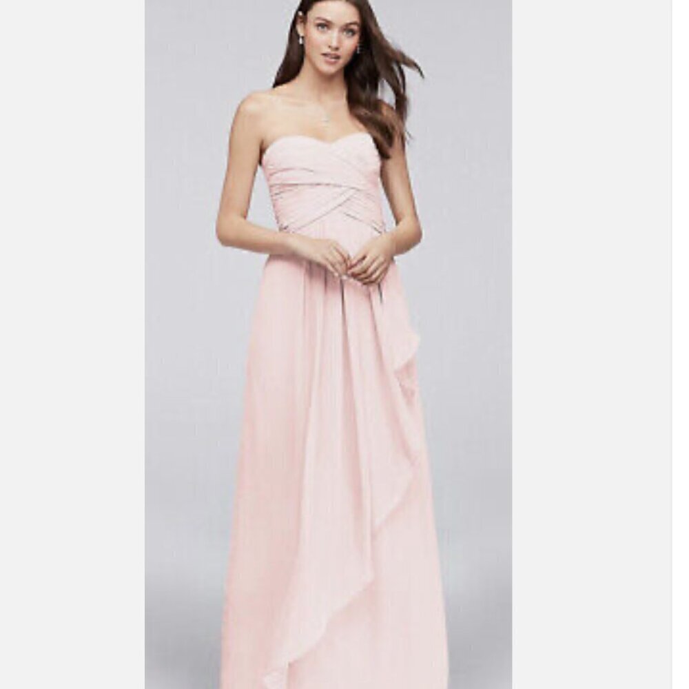 David's Bridal SZ 12 Bridesmaid Petal Strapless sweetheart neck wedding bridal